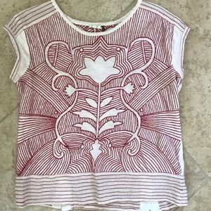 Akemi + Kin red embroidered tee